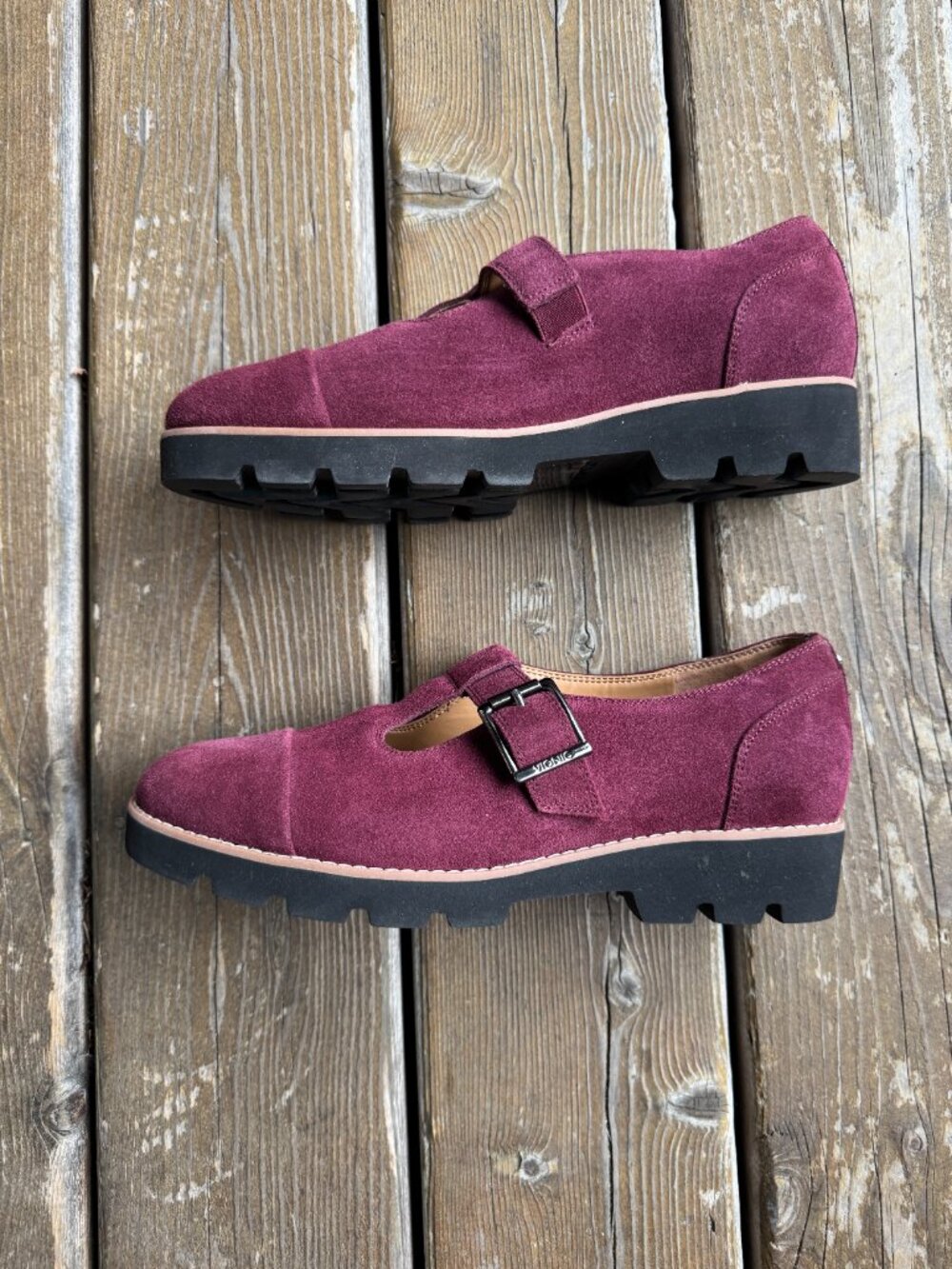 Vionic Carmen T-Strap Port Wine Colored Suede Loafers in Women's 8.5/EU 39 - Picture 3 of 16